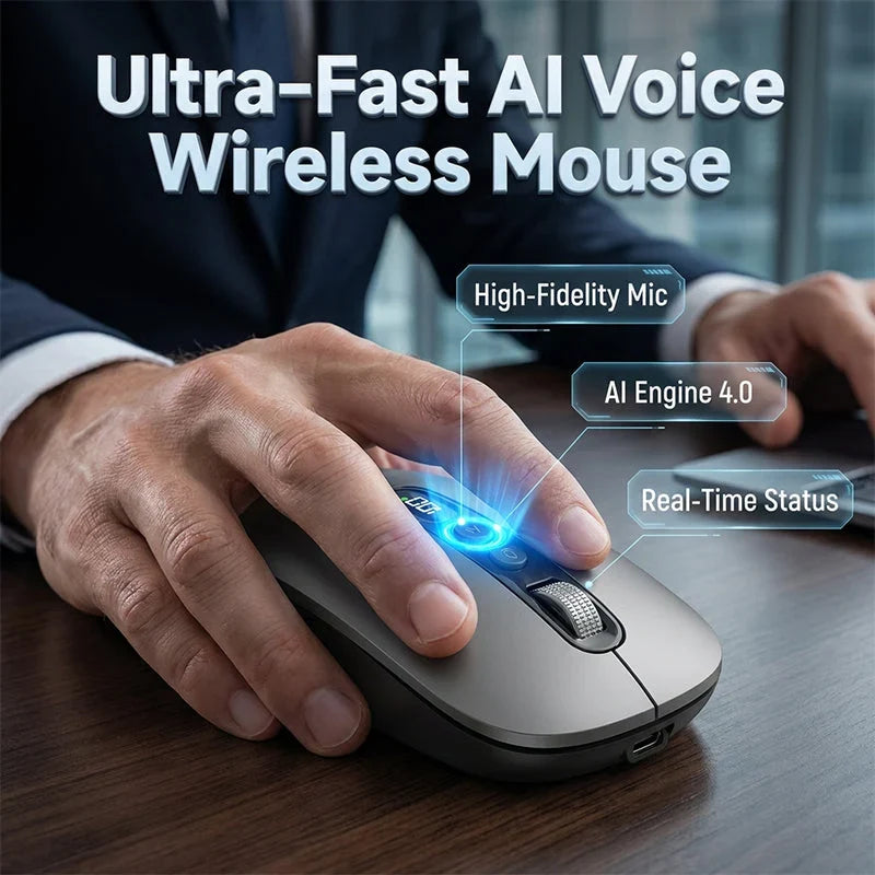 IntelliClick – Smart AI Voice Control Wireless Mouse