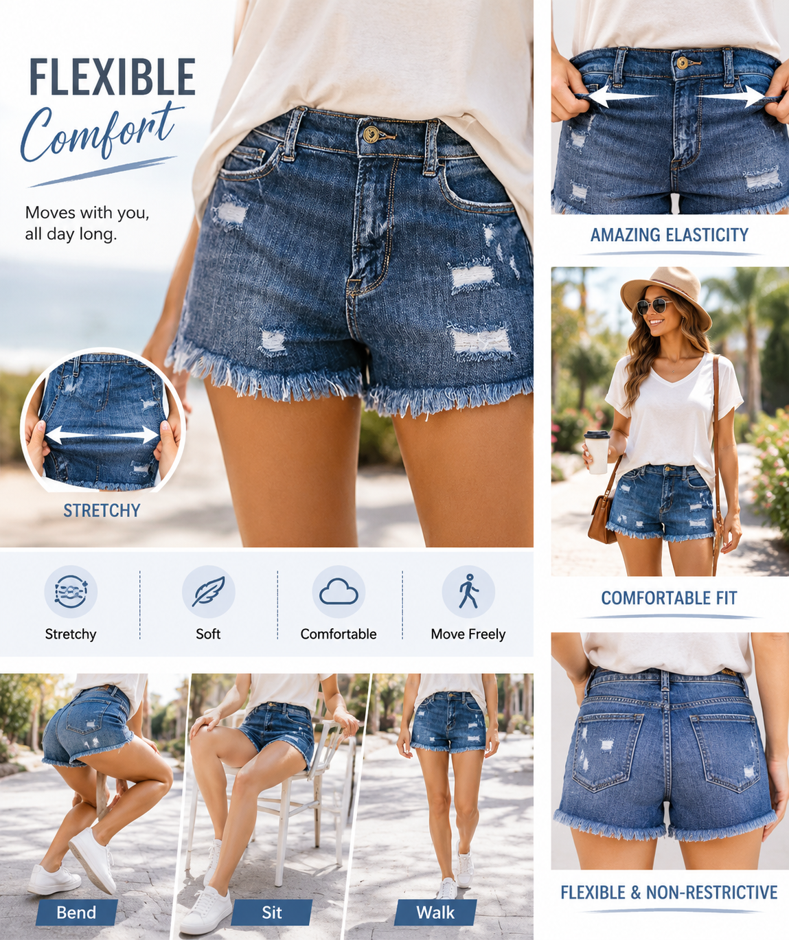 UrbanEase – Women’s Casual Denim Shorts