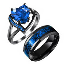 EternaBond – Celtic Dragon & Red Heart Couple Rings Set