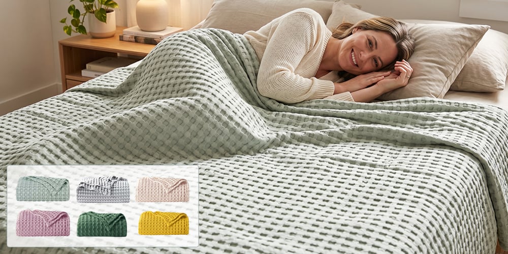 CloudWeave – Breathable Luxury Waffle Blanket