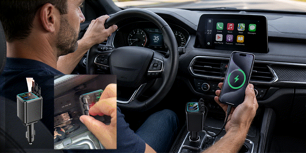 ChargeFlow Pro | 7-in-1 Retractable Car Power Hub