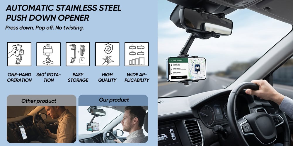 DriveView – 360° Rearview Mirror Phone Holder