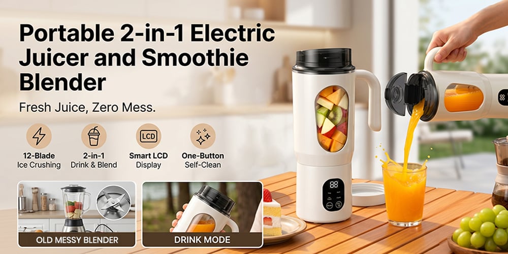 BlendGo - Portable 2-in-1 Smoothie Blender