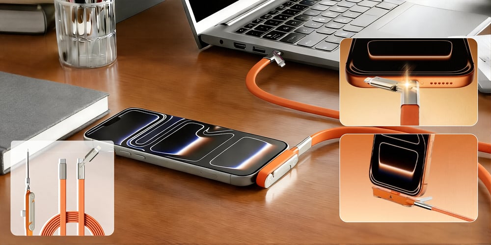 Power360 – Ultra-Fast Cable with Adjustable Phone Holder