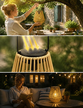 SolarNest - Handwoven Rattan Solar Lantern