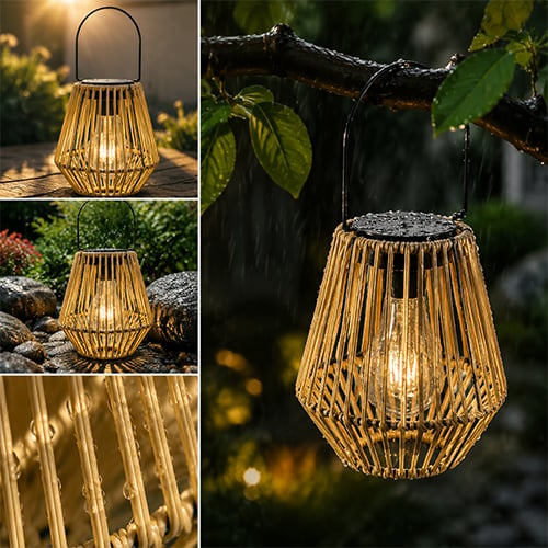 SolarNest - Handwoven Rattan Solar Lantern
