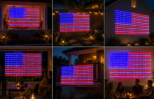 HonorBeam – Outdoor American Flag Net Lights