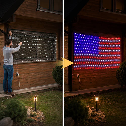 HonorBeam – Outdoor American Flag Net Lights