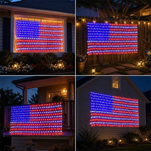 HonorBeam – Outdoor American Flag Net Lights