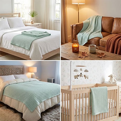 CloudWeave – Breathable Luxury Waffle Blanket