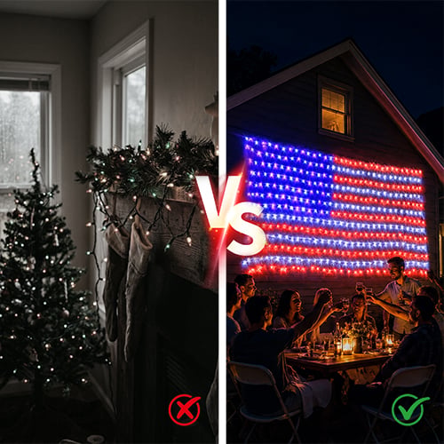 HonorBeam – Outdoor American Flag Net Lights
