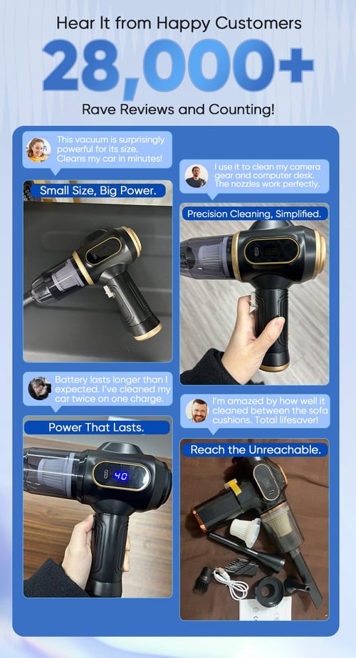 FlexiVac Pro – Deep Suction Car Vacuum