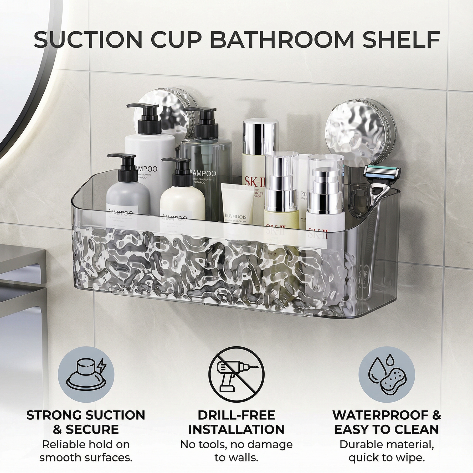 FixFree BathRack – No Drill Storage Shelf