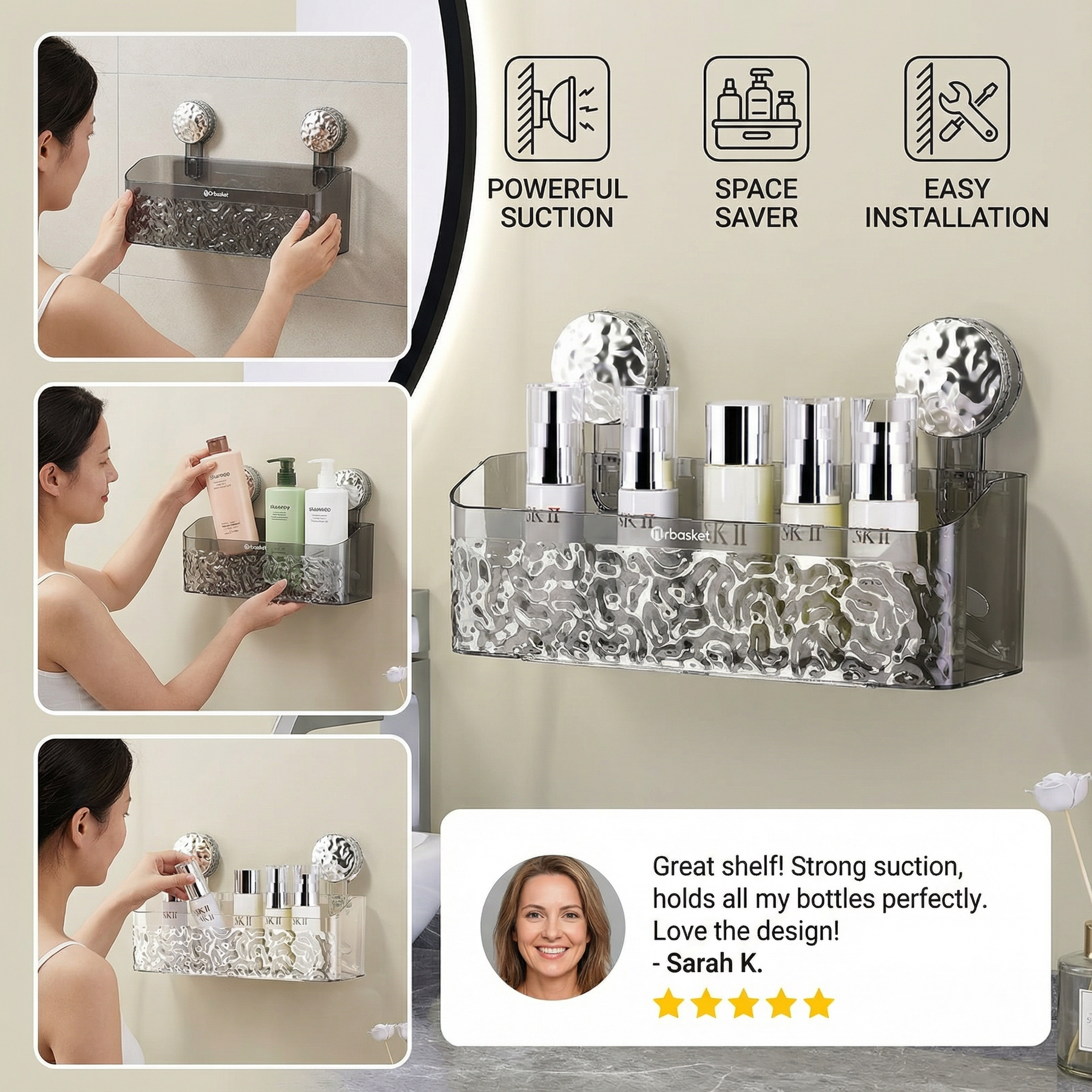 FixFree BathRack – No Drill Storage Shelf