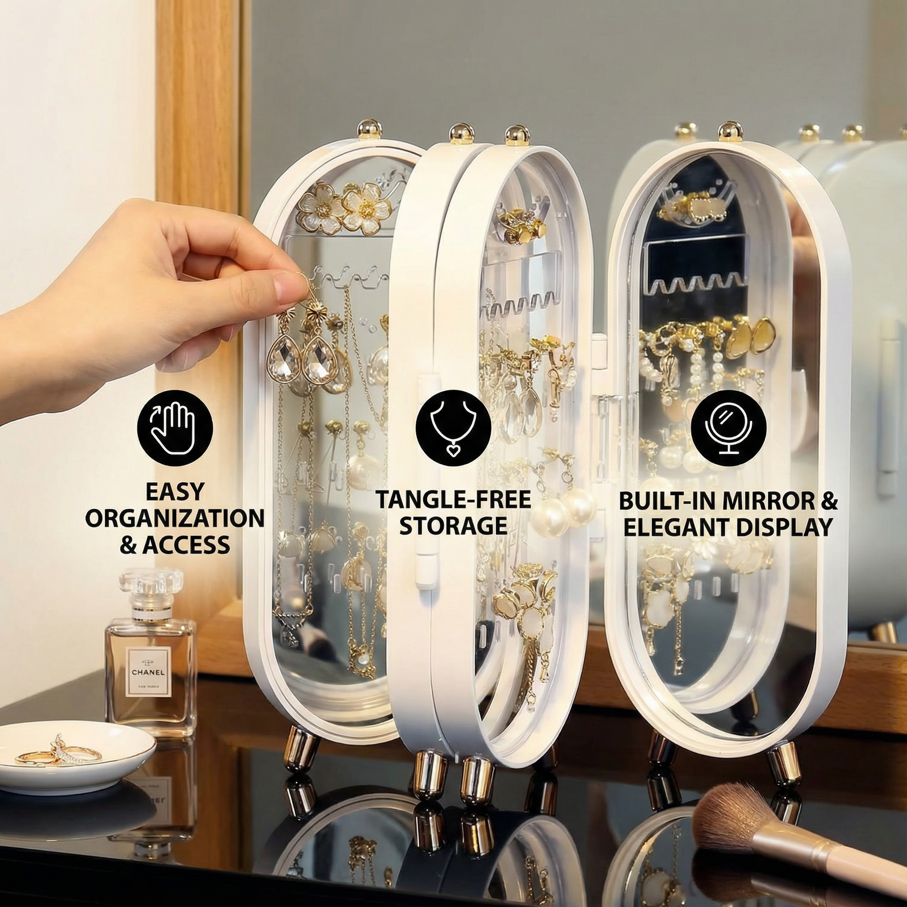 DivaDock – Elegant Mirror Jewelry Organizer